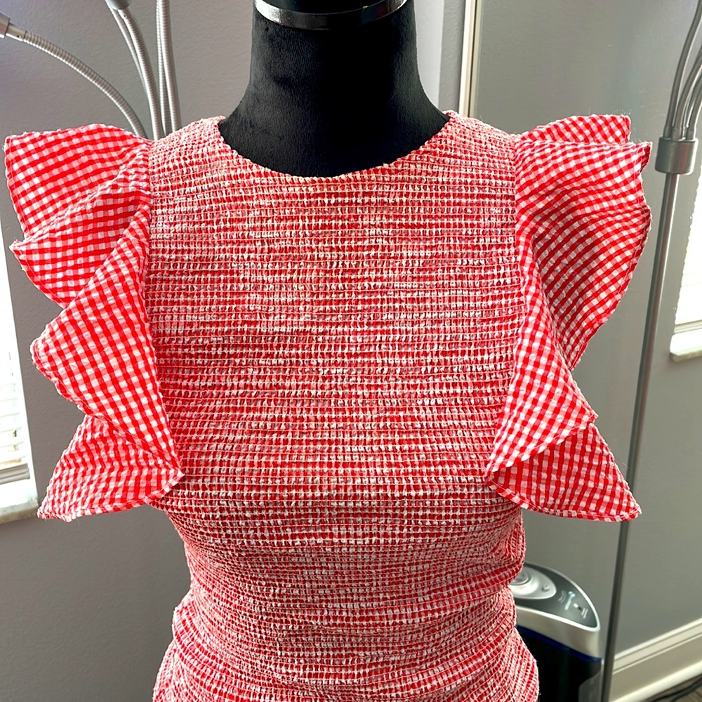 C/Meo Collective Red And White Flutter Dress - image 5